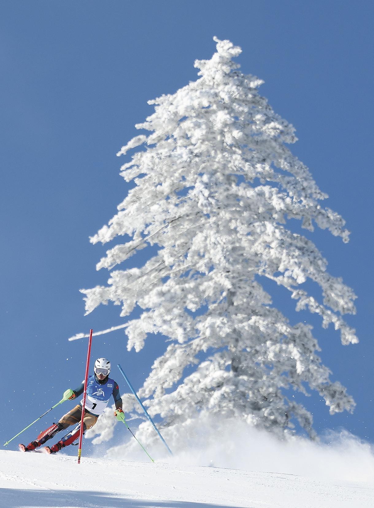 美国名将在高山滑雪比赛中取得胜利