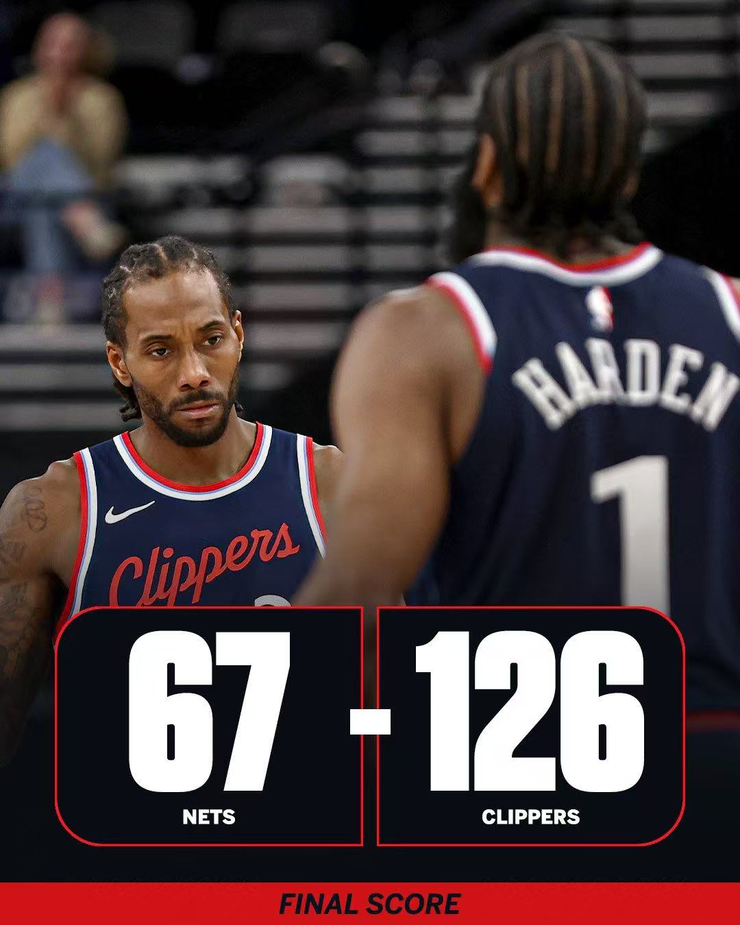 快船战胜篮网，状态稳定